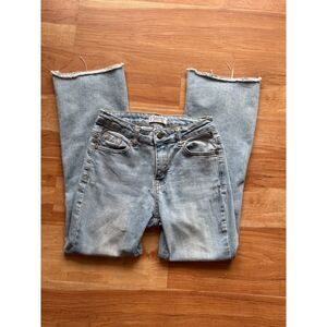 Mango Y2K Light Wash Raw Hem Jeans